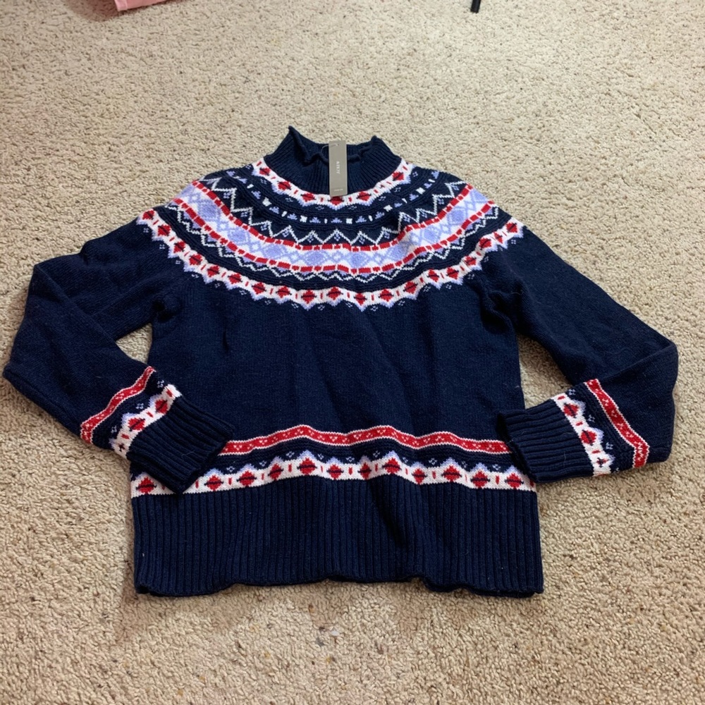 J crew af011 fair isle turtleneck sweater rollneck - Picture 2 of 5